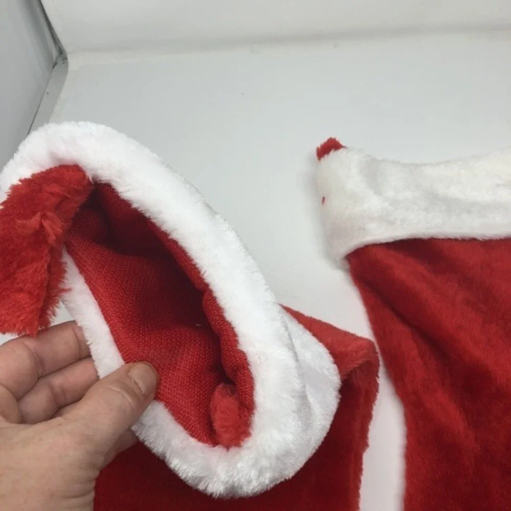 3 Holiday‎ Red Velveteen Christmas Stocking White Cuff 14” To 16”